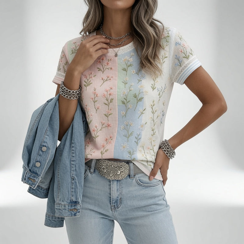Mélisande™ — T-shirt floral douceur élégance quotidienne