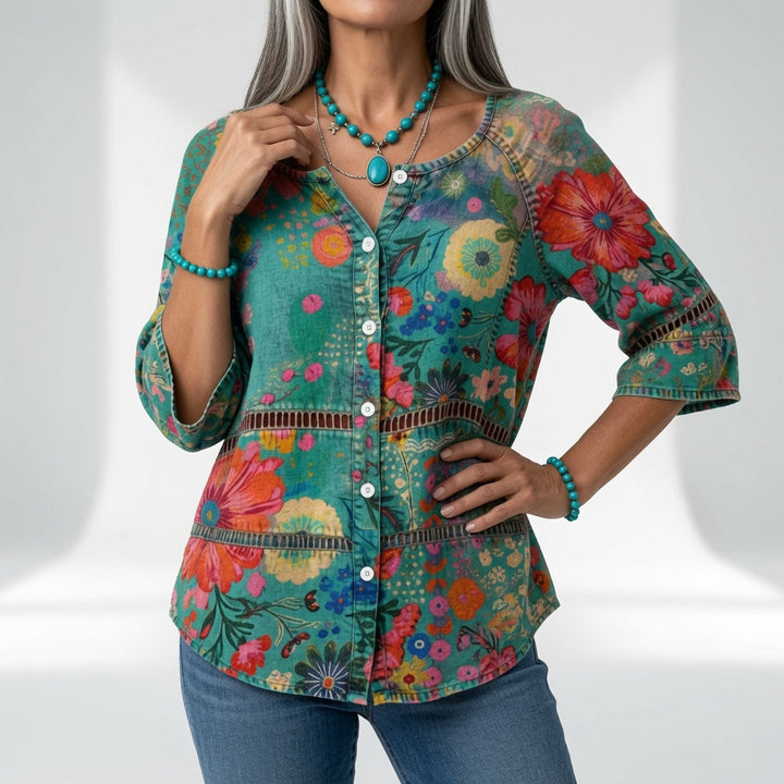 Sylvéria™ — Blouse bohème imprimée élégance quotidienne