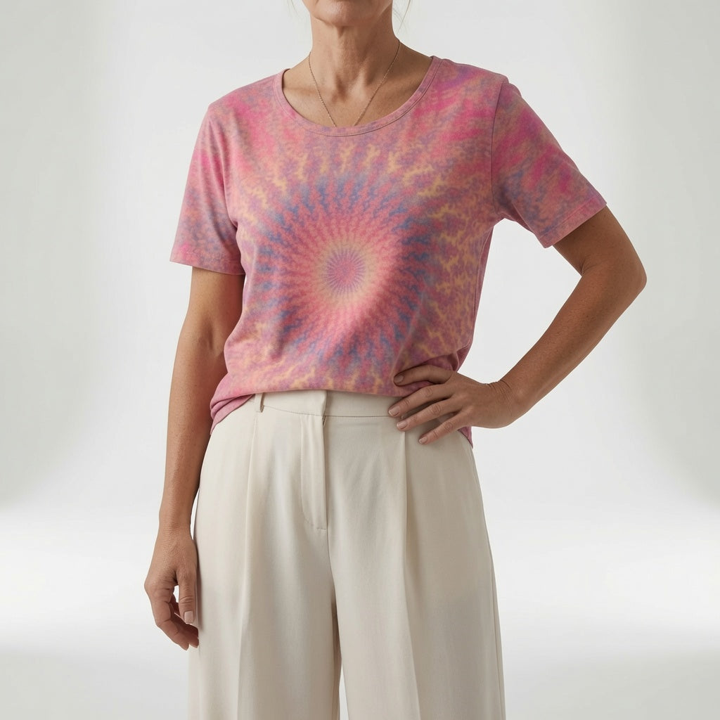 Lysoria™ — T-shirt fluide imprimé artistique décontracté