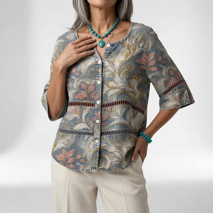 Sylvéria™ — Blouse bohème imprimée élégance quotidienne