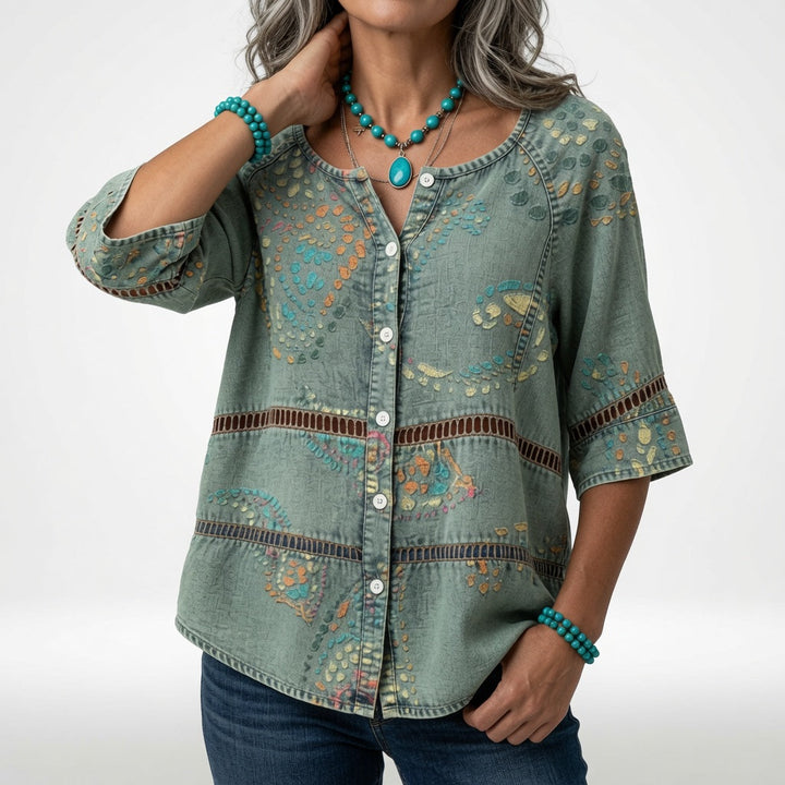Sylvéria™ — Blouse bohème imprimée élégance quotidienne