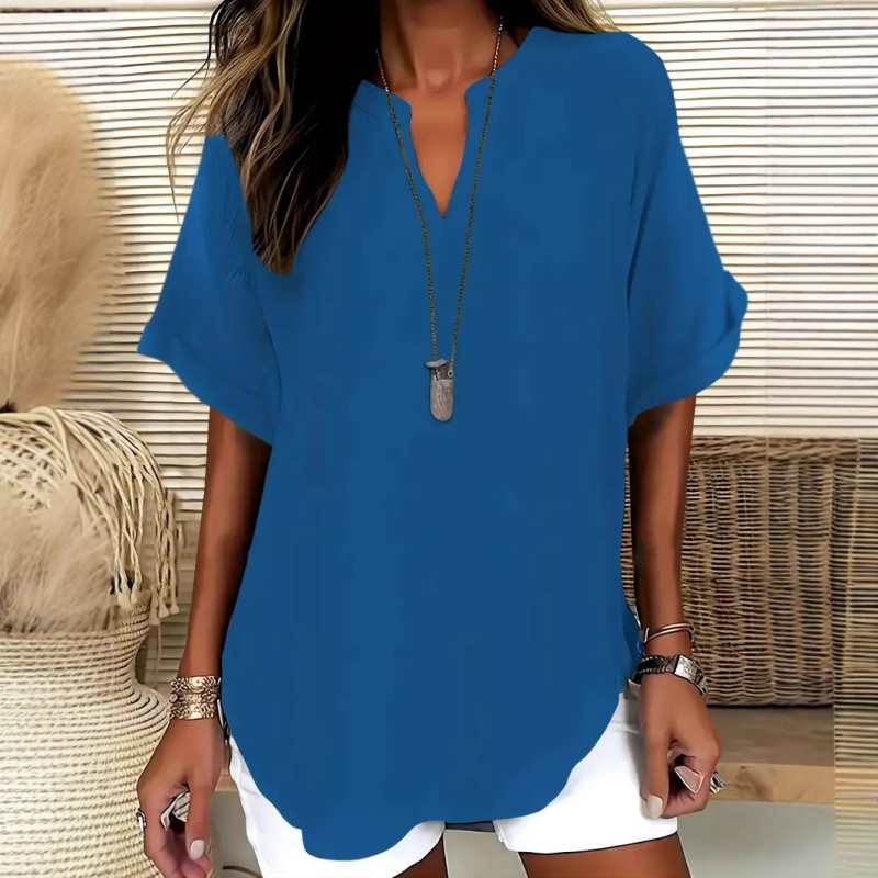 Émilie™ — Blouse fluide élégante au col ouvert