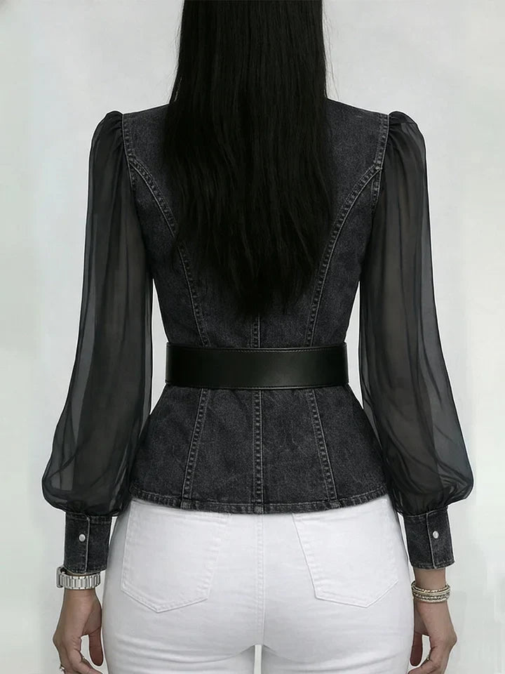 Séraphine™ — Blouse élégante cintrée avec ceinture raffinée
