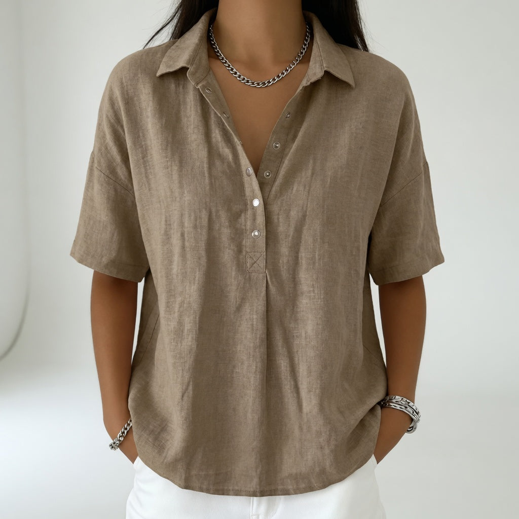 Tiphaine™ — Blouse col chemise décontractée douceur estivale
